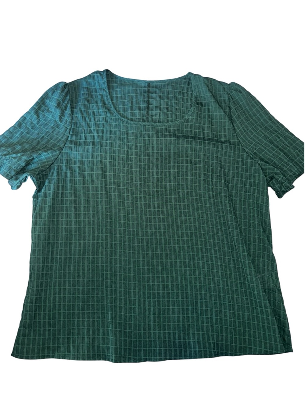 Women’s Forest Green Grid Short Sleeve Scoop Neck Tee